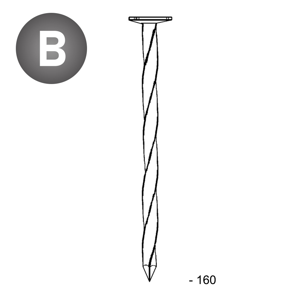 Pointe tête plate carré-torsadée 6,0X160 - 5 KG - ALSAFIX - TP601604