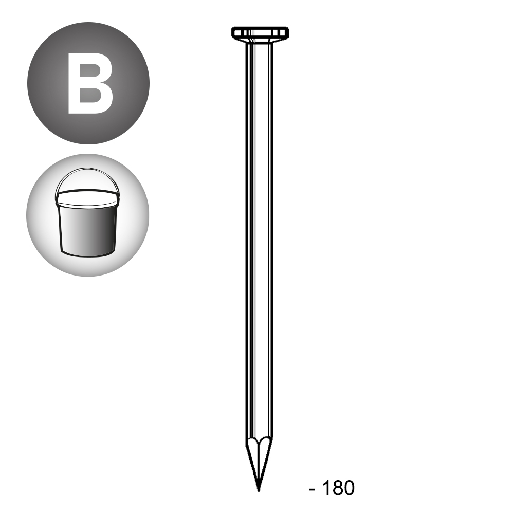 Pointe tête plate lisse 6,5X180 EN SEAU DE 5 KG - ALSAFIX - TP651801S