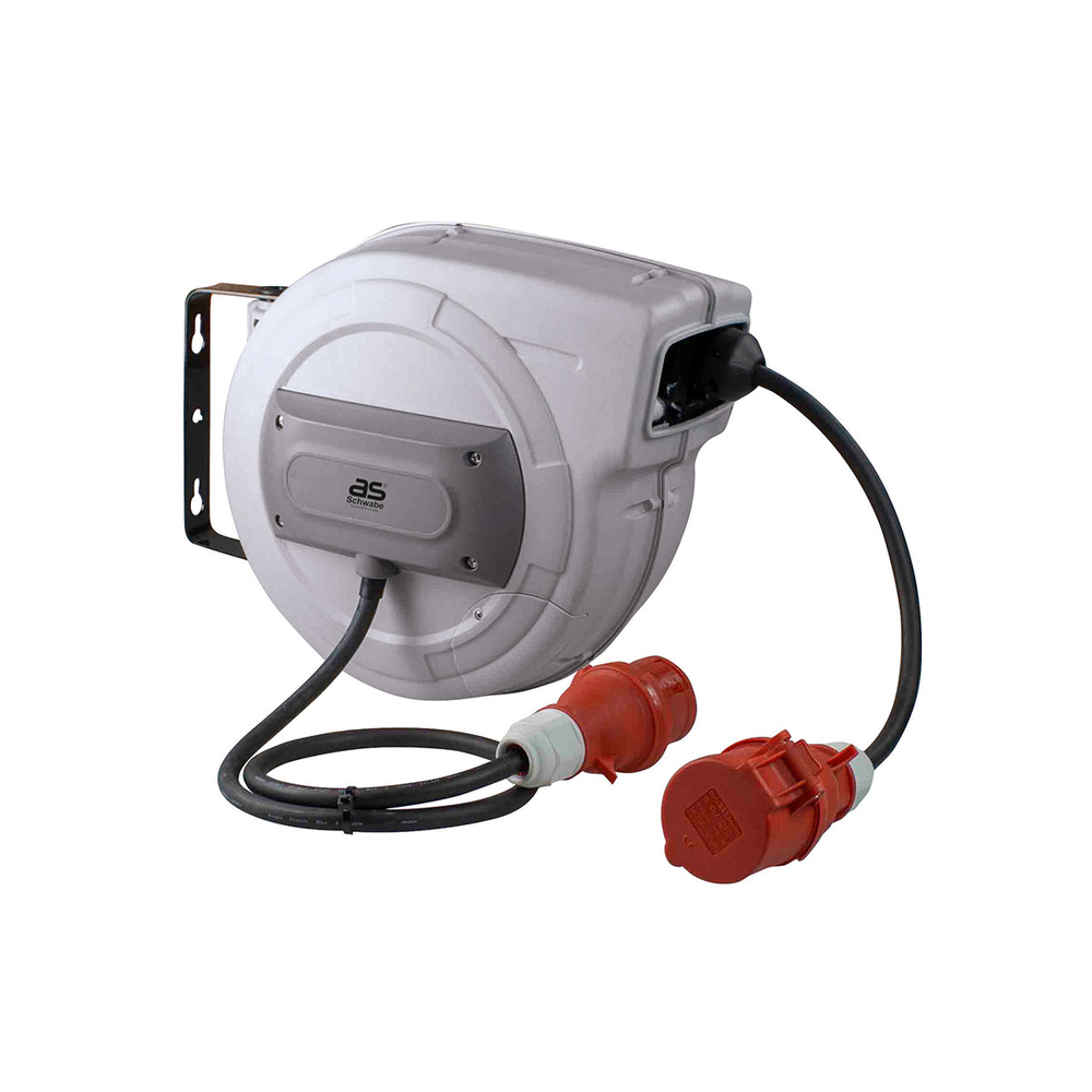 Enrouleur automatique gris AS Schwabe 16A / 440V / max. 10 kW 15m + 1m H07RN-F5G2,5 - 12649