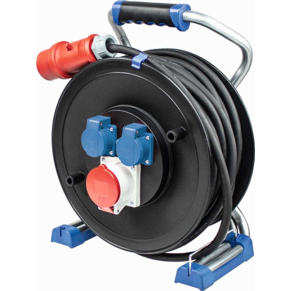 Enrouleur de câble professionnel triphasé AS SCHWABE 400V 20m câble H07RN-F 5G2,5 - 822658