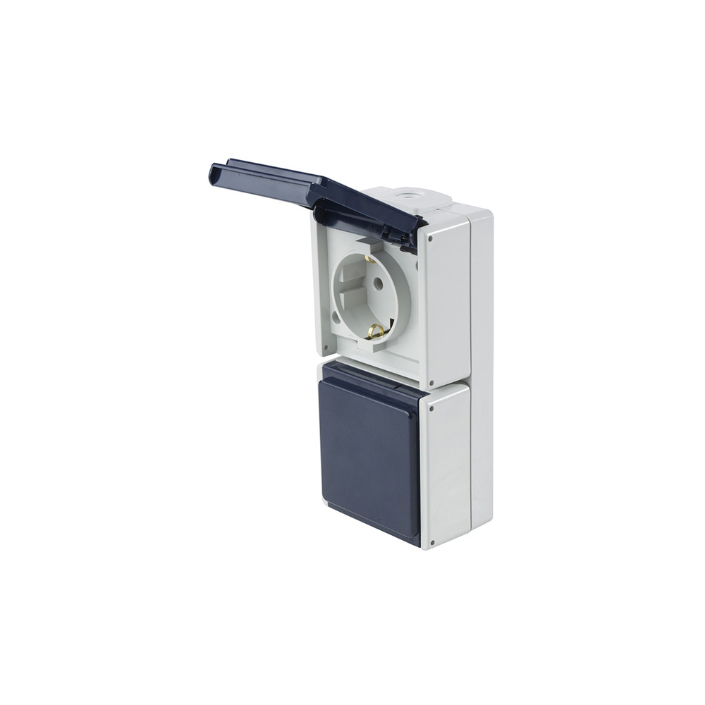 Double prise 16 A, gris/bleu, verticale AS SCHWABE - 862462