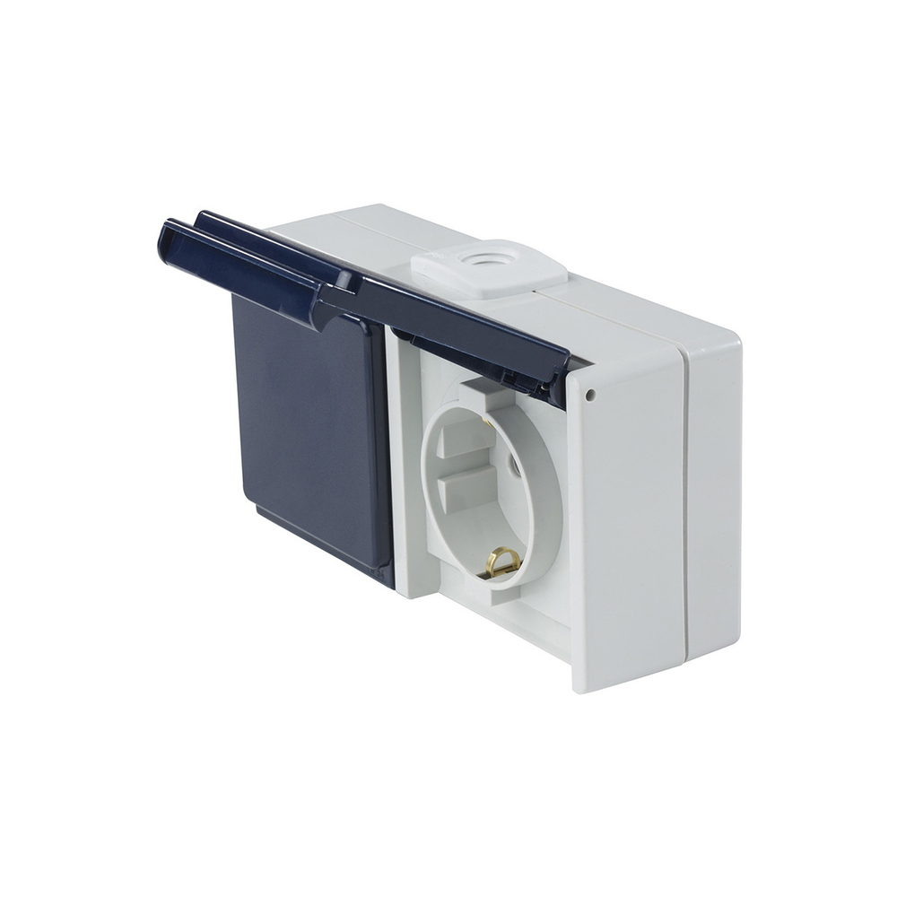 Double prise 16 A, gris/bleu, horizontal AS SCHWABE - 862463