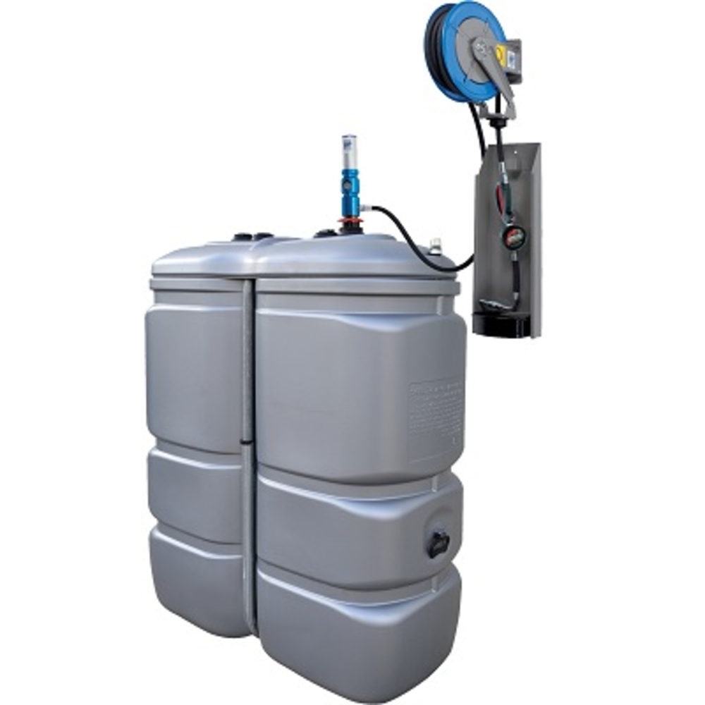 Station de distribution huile 1000L en PEHD avec pompe et enrouleur 10 mètres - ALGI EQUIPEMENT - 07685400