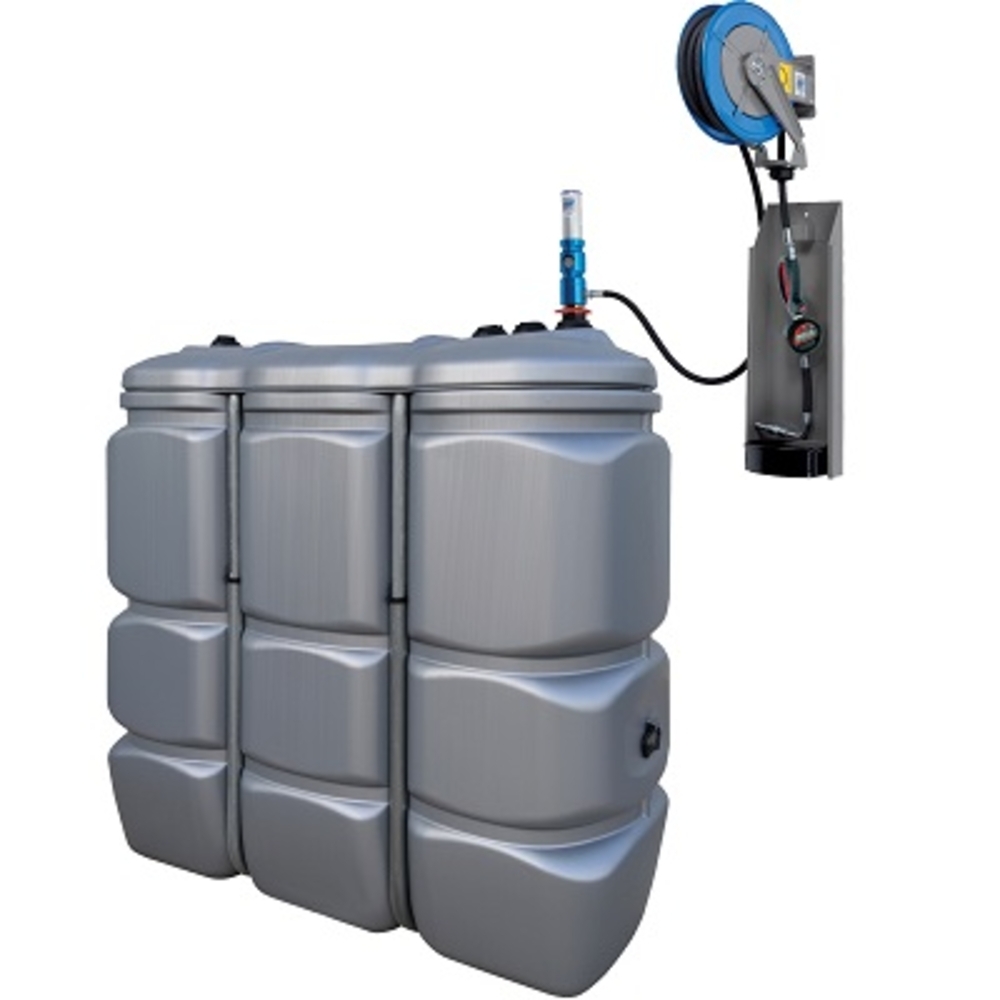 Station de distribution huile 1500L en PEHD avec pompe et enrouleur 10 mètres - ALGI EQUIPEMENT - 07685450