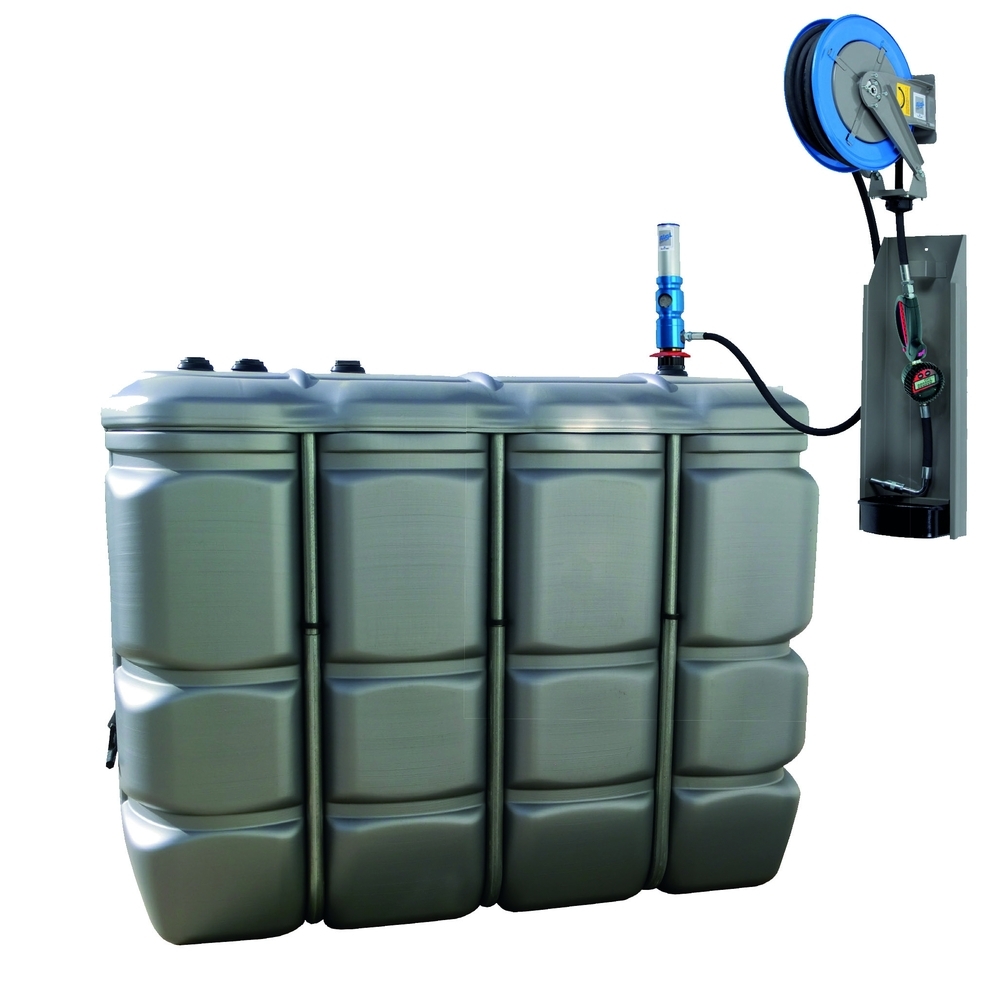 Station de distribution huile 2000L en PEHD avec pompe et enrouleur 10 mètres - ALGI EQUIPEMENT - 07685460