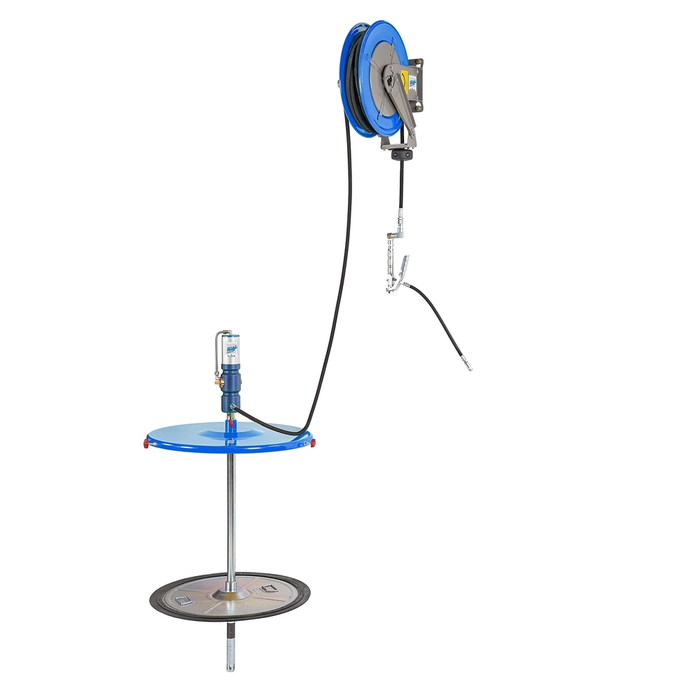 Ensemble fixe graisse 60/1 et enrouleur 10 M pour fût 200 kg - ALGI EQUIPEMENT - 07710510