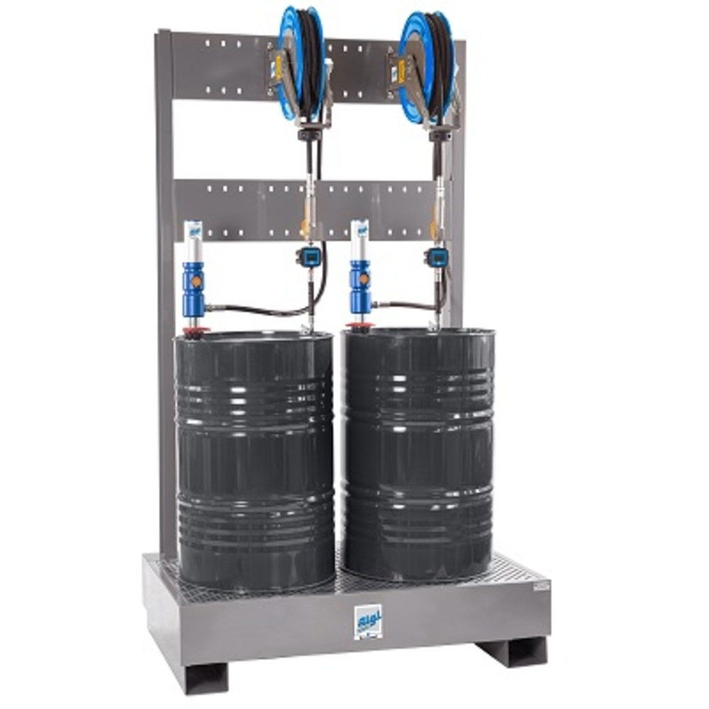 Ensemble pneumatique huile 5/1 avec portique pour 2 fûts 200 L - ALGI EQUIPEMENT - 07755575