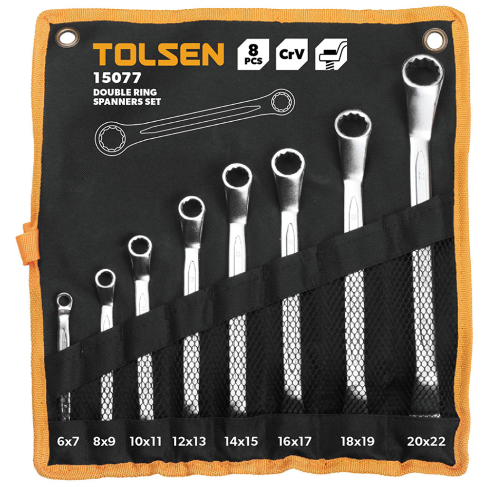 Kit 8 cles polygonales deportees tolsen (15077) TOLSEN - 100086