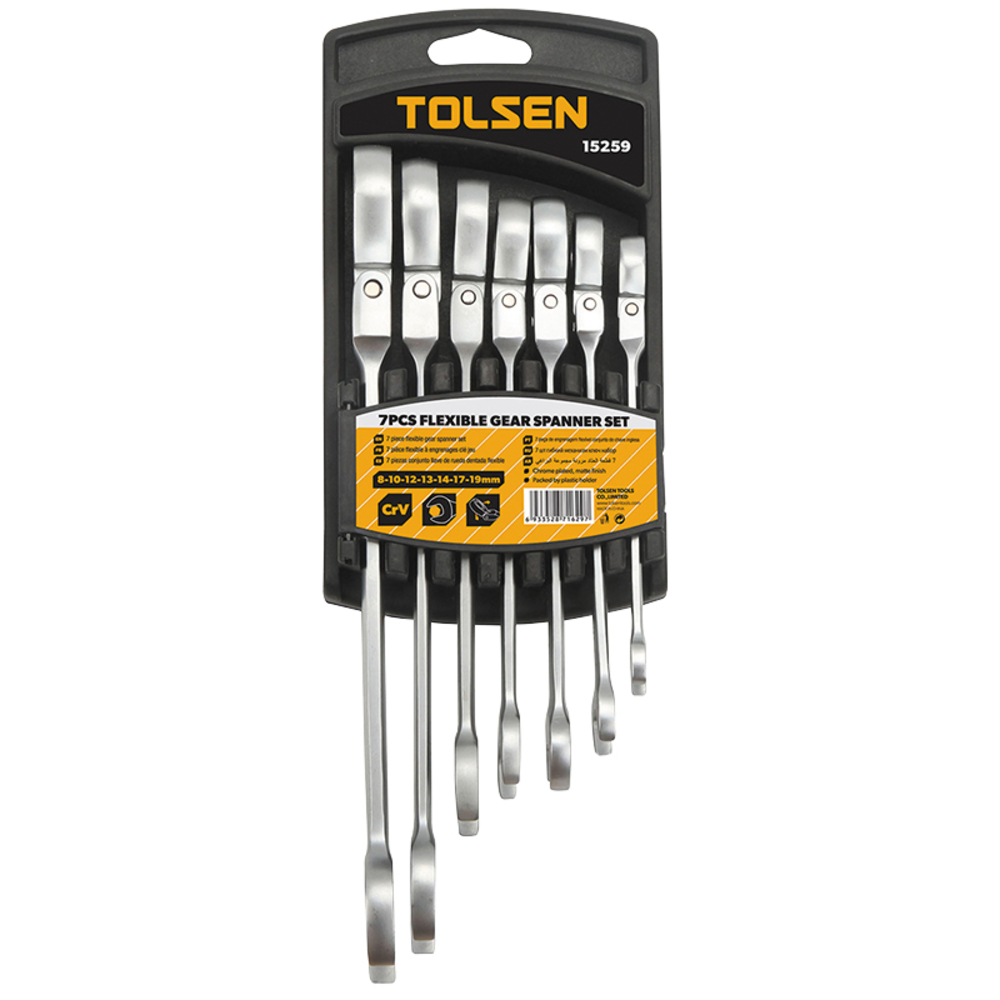 Kit 7 cles mixtes art. cliquet (15259) TOLSEN - 100131