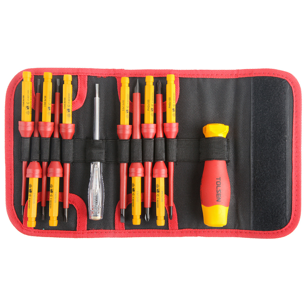 Trousse 11 tournevis isoles (v33212) TOLSEN - 100346