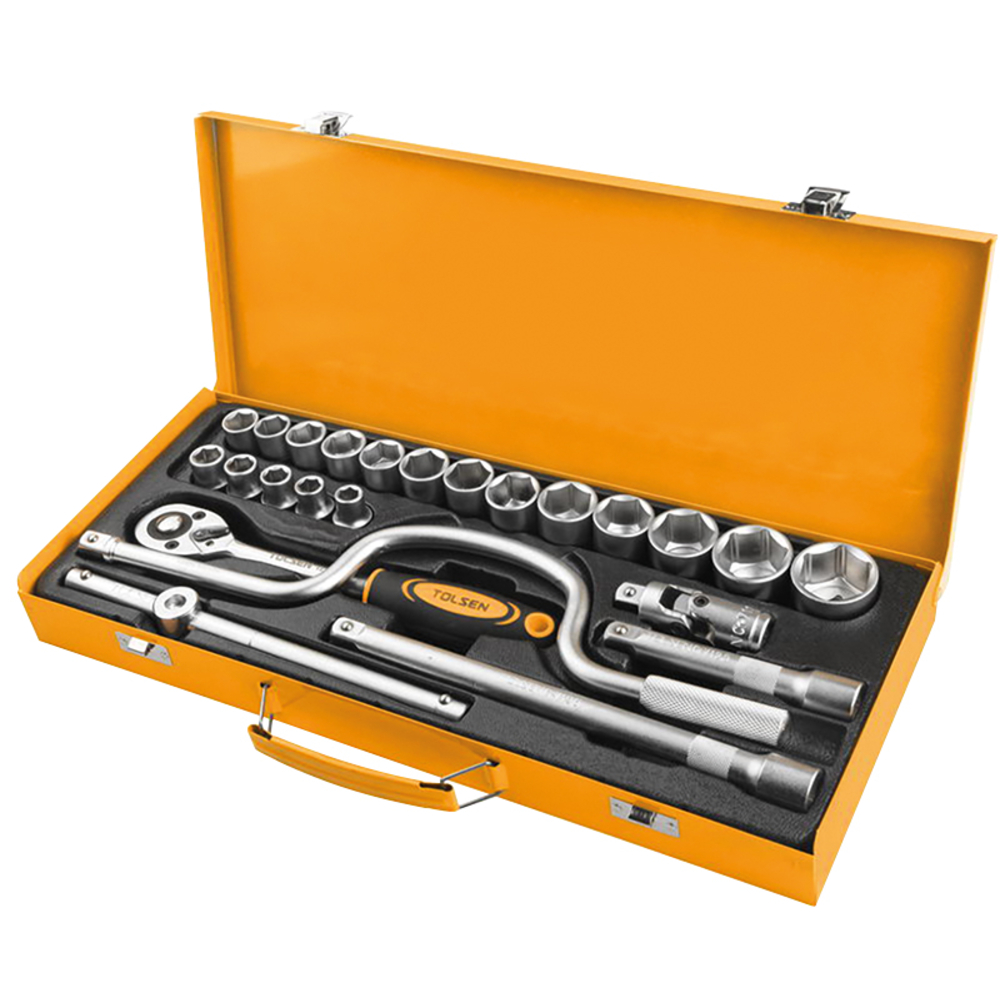 Coffret metal 24 pcs douilles 1/2'' (15141) TOLSEN - 100456