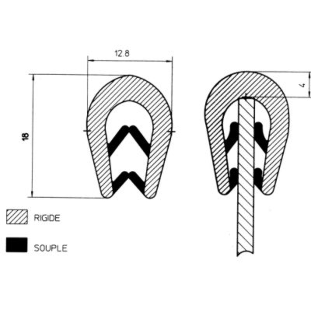 Joint profil u 18x4mm BUISARD - 613303