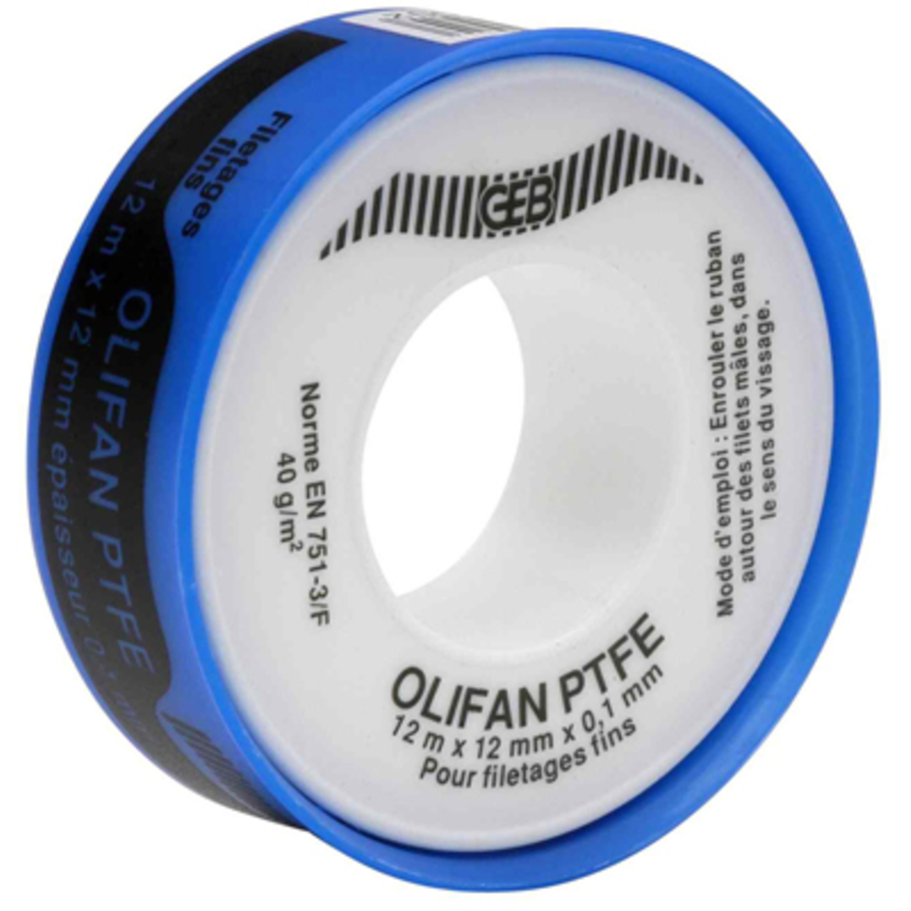 Ruban ptfe etancheite 12m 12mmx0.1mm BUISARD - 733185