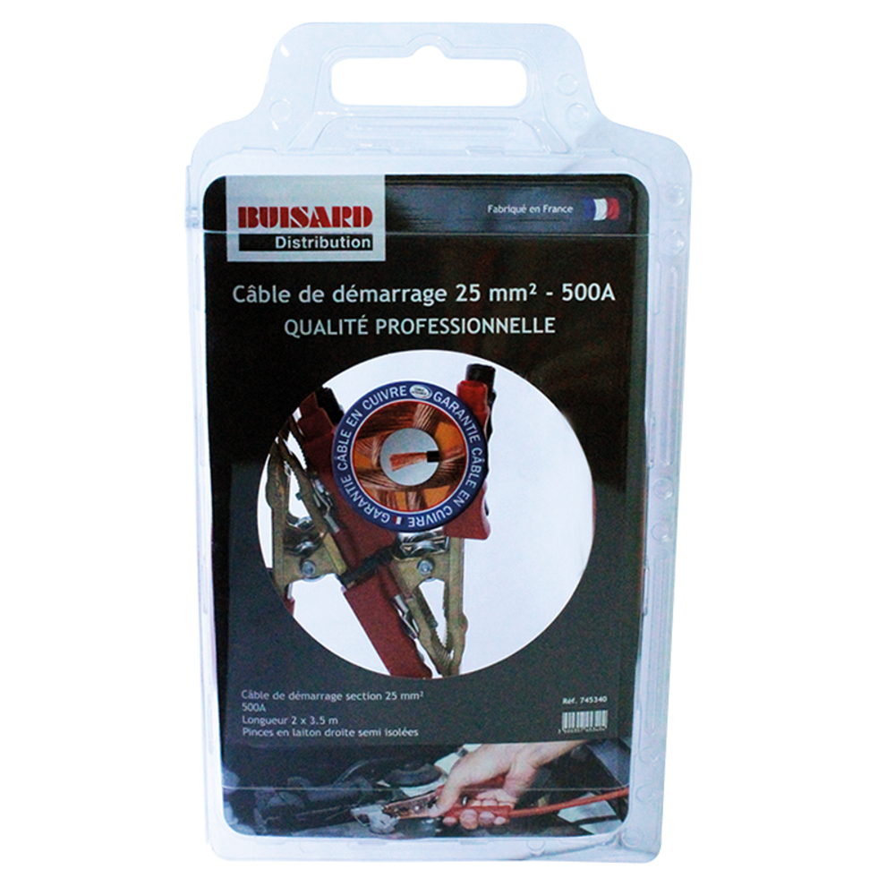 Jeu cable demarrage 500a 25mm2 lg.3.50m - 745340