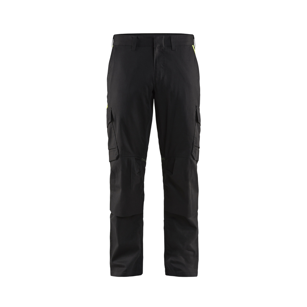 Pantalon industrie avec poches genouillères stretch 2D 1448 Noir/Jaune fluo Blaklader - 144818329933C