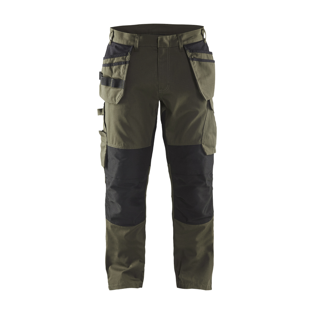 Pantalon maintenance +stretch avec poches flottantes 1496 Vert Kaki/Noir Blaklader - 149613304599C