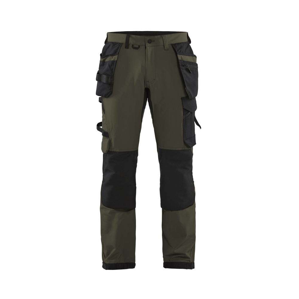 Pantalon artisan stretch 4D 1522 Vert Kaki/Noir Blaklader - 152216454599C