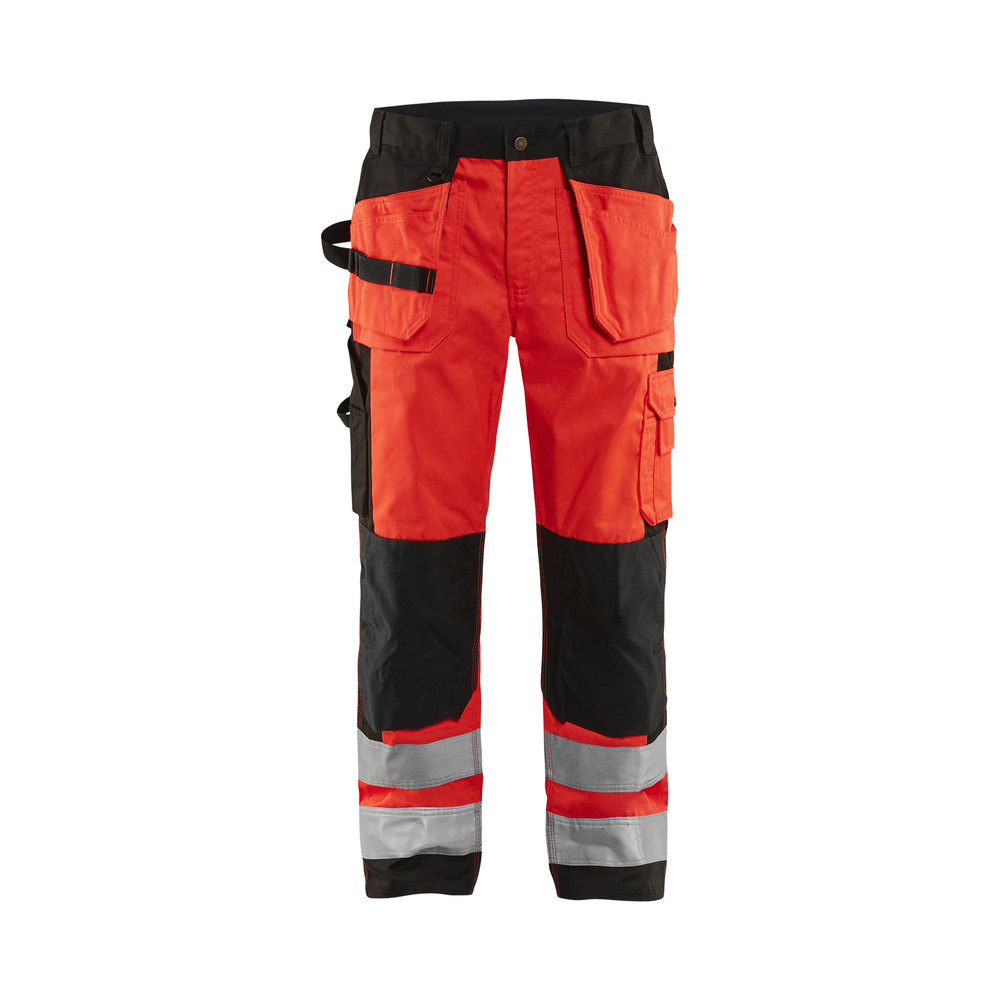 Pantalon artisan haute-visibilité 1533 Rouge fluo/Noir Blaklader - 153318605599C