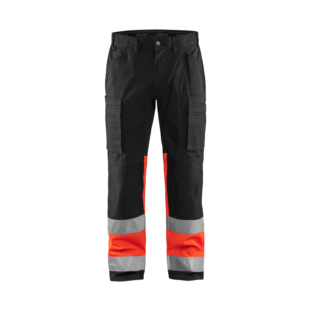Pantalon artisan haute-visibilité +stretch 1551 Noir/Rouge fluo Blaklader - 155118119955C