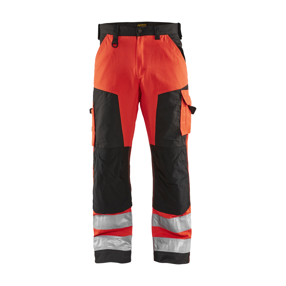 Pantalon artisan haute visibilité 1566 Rouge fluo/Noir Blaklader - 156618115599C