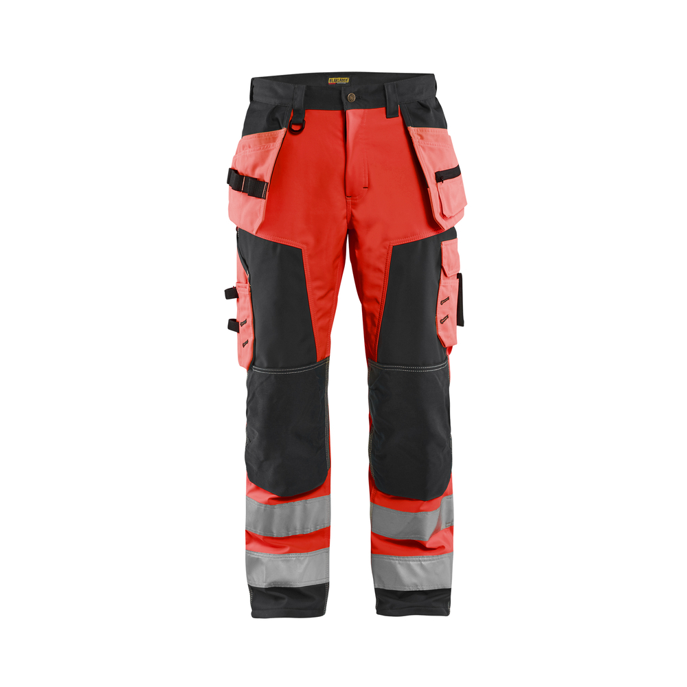 Pantalon artisan softshell haute-visibilité 1567 Rouge fluo/Noir Blaklader - 156725175599C