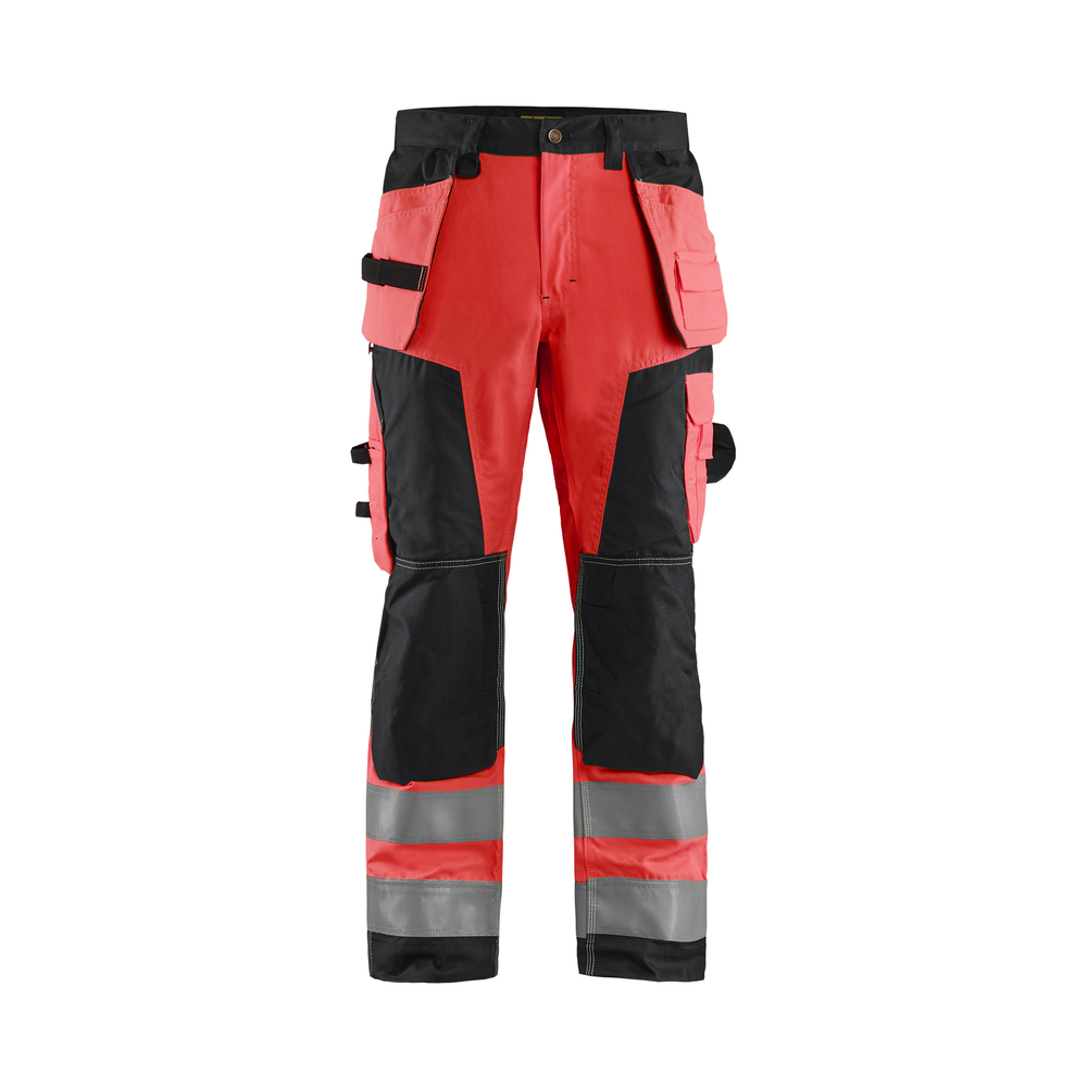 Pantalon artisan haute-visibilité 1568 Rouge fluo/Noir Blaklader - 156818115599C