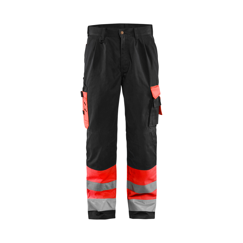 Pantalon artisan haute-visibilité 1584 Rouge fluo/Noir Blaklader - 158418605599C