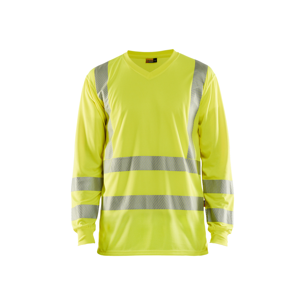 T-shirt manches longues col V haute-visibilité anti-UV Blåkläder 3385 Jaune fluo Blaklader - 338510133300
