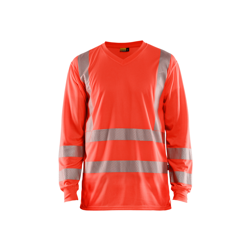 T-shirt manches longues col V haute-visibilité anti-UV Blåkläder 3385 Rouge fluo Blaklader - 338510135500