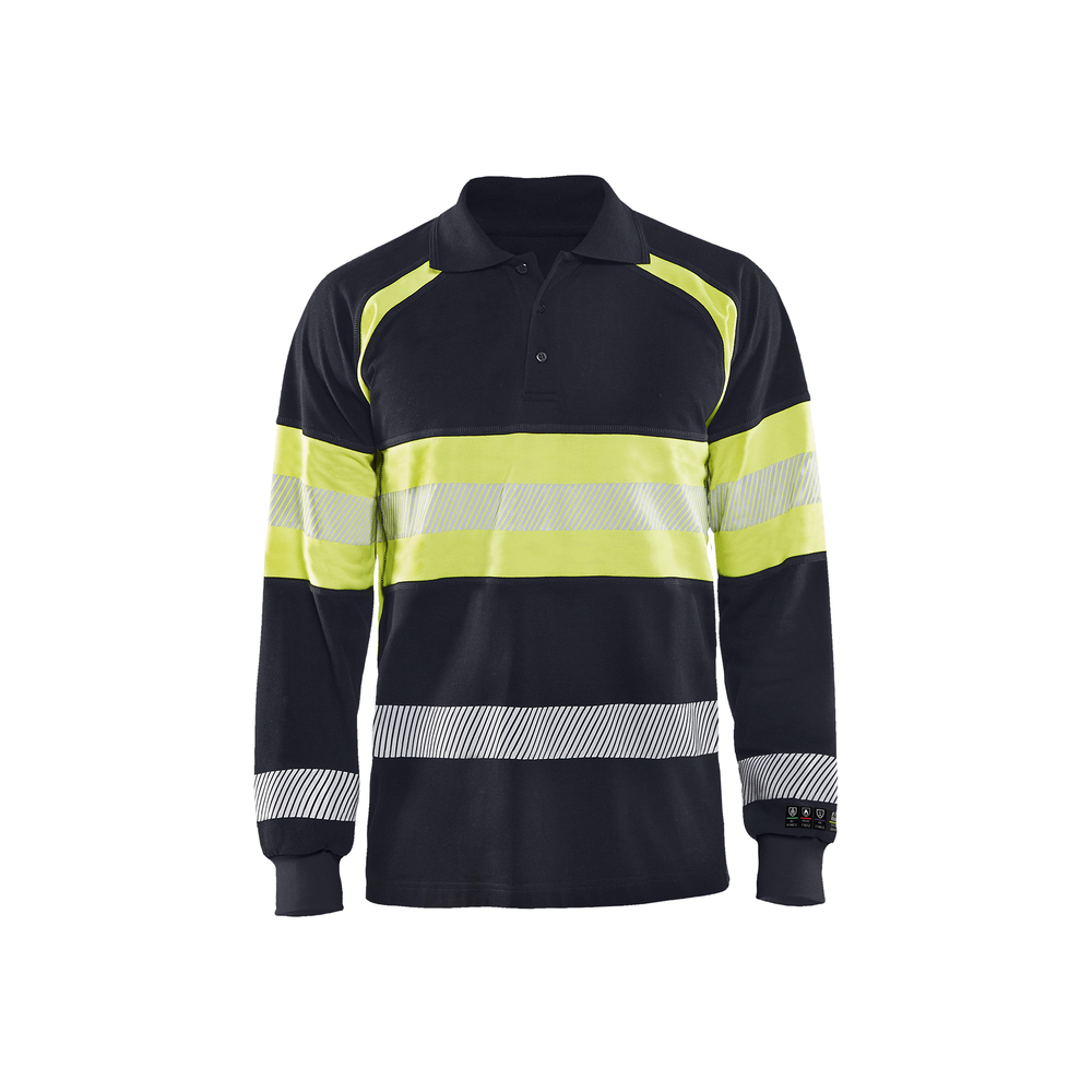 Polo piqué manches longues multinormes inhérent 3438 Marine/Jaune fluo Blaklader - 343817268933