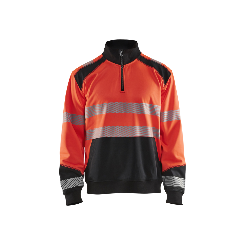 Sweat col camionneur haute-visibilité 3556 Rouge fluo/Noir Blaklader - 355625285599