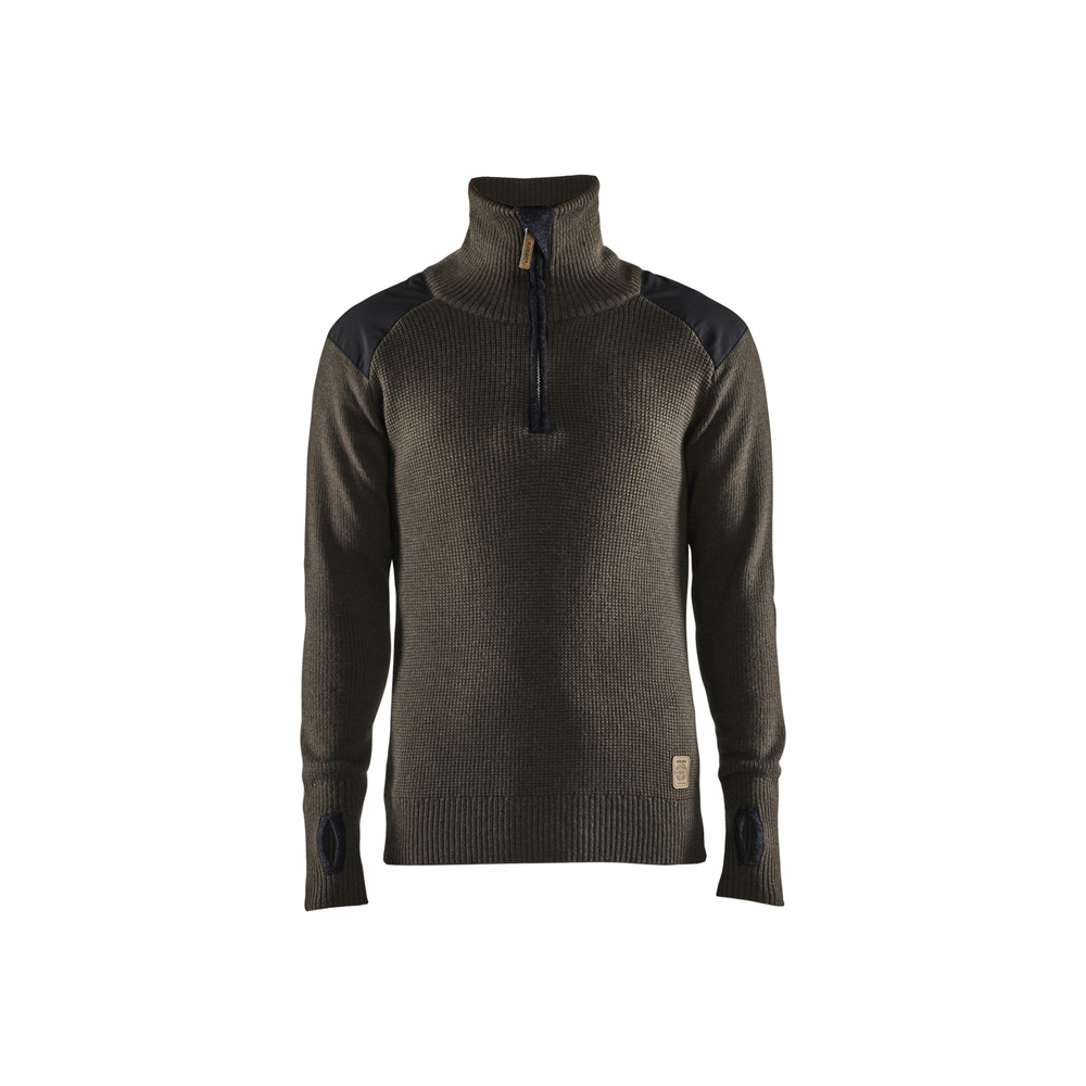 Sweat en laine col zippé 4630 Vert olive foncé/Gris foncé Blaklader - 463010714598