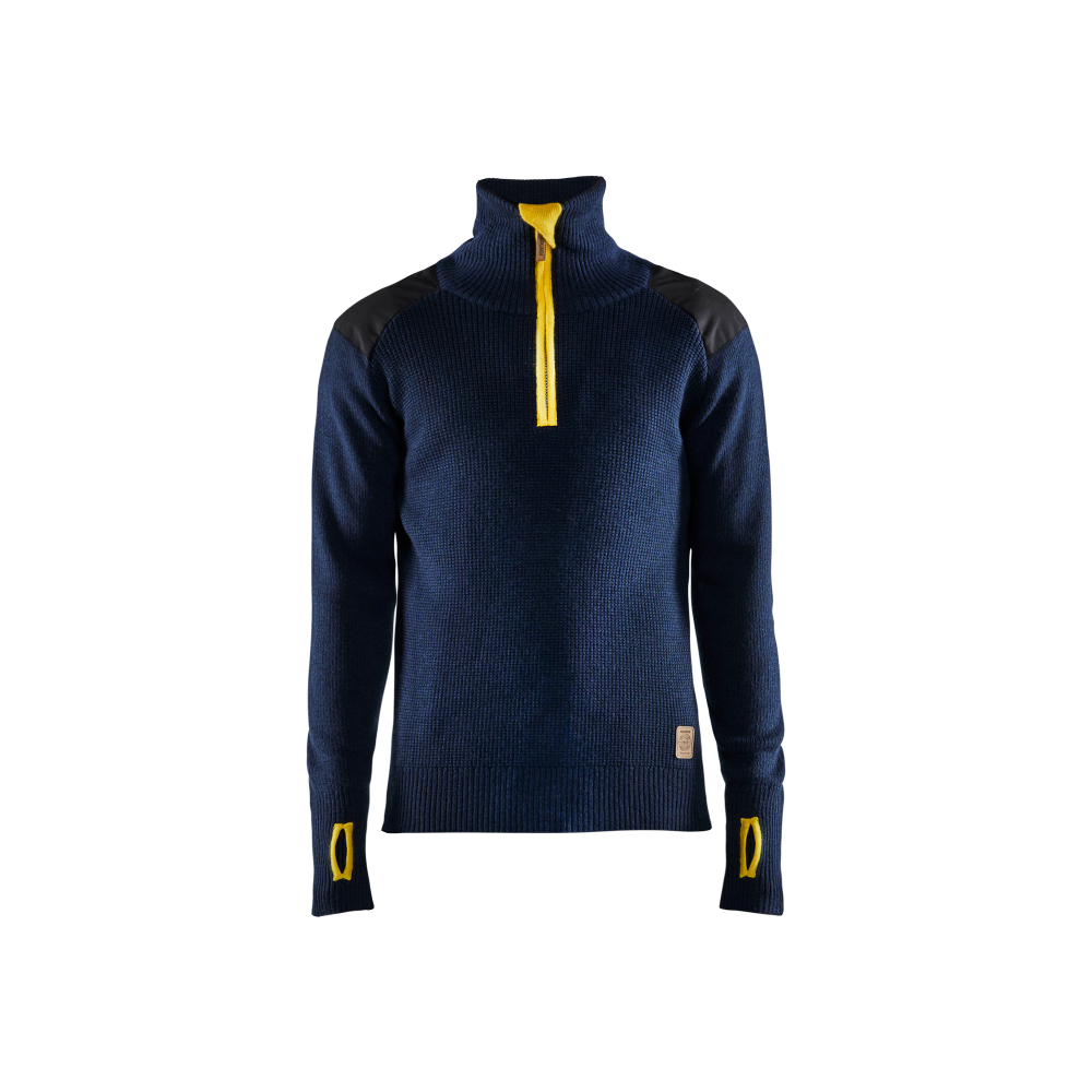 Sweat en laine col zippé 4630 Marine foncé/Jaune Blaklader - 463010718635