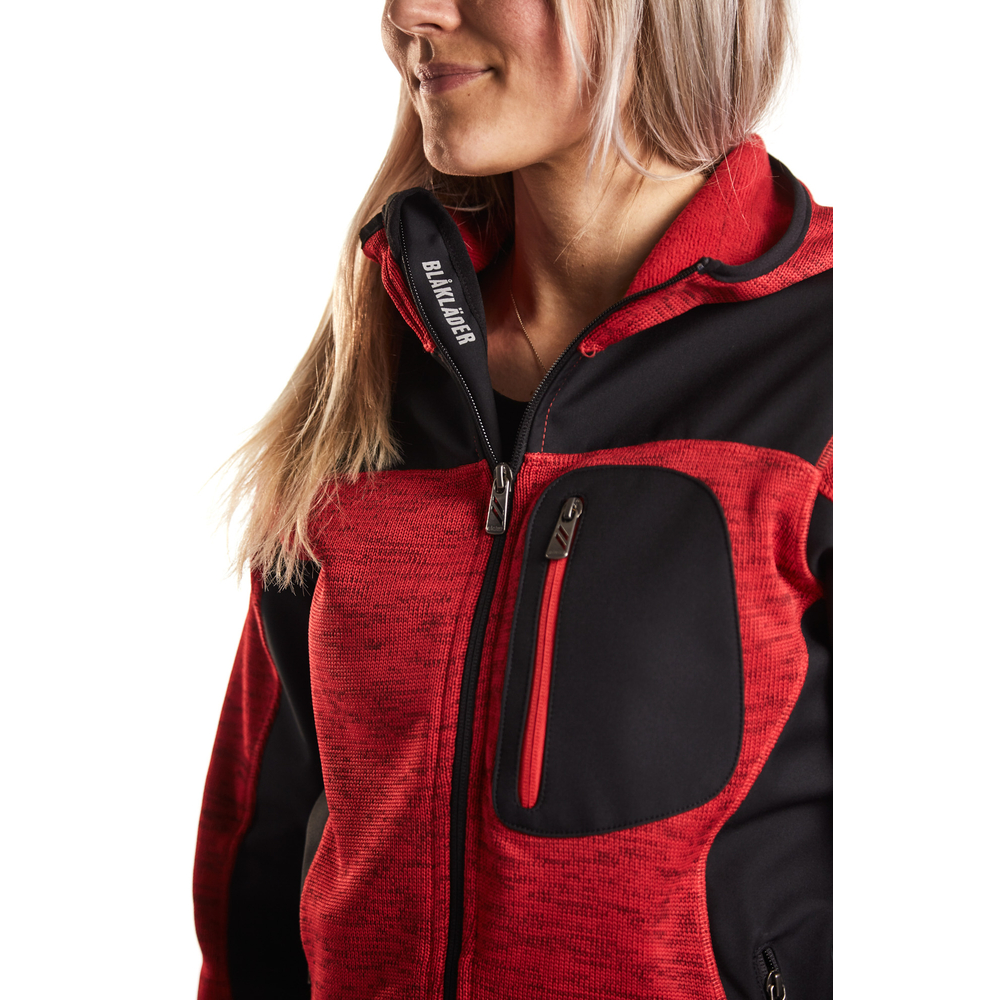 Veste tricotée à capuche femme Blåkläder 4931 Rouge/Noir Blaklader - 493121175699