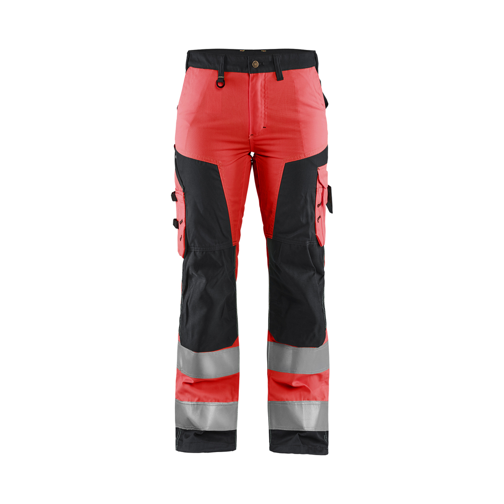 Pantalon artisan haute-visibilité femme 7155 Rouge fluo/Noir Blaklader - 715518115599C