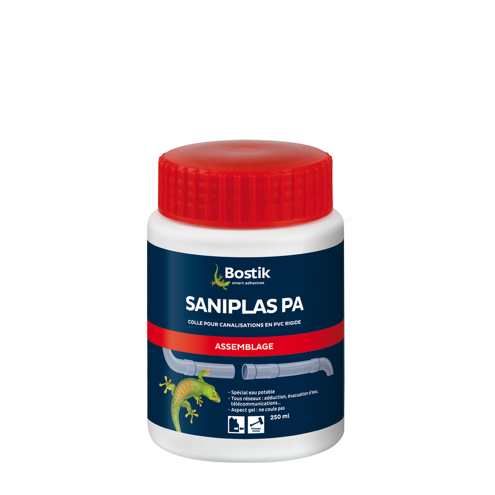 Colle tuyaux PVC SANIPLAS PA - 250ml - Lot de 12 - BOSTIK - 30020401