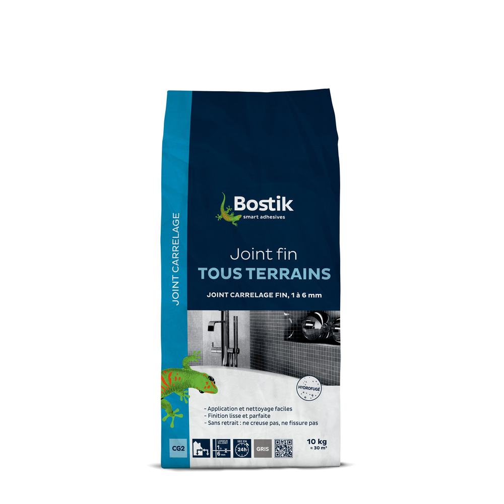 Joint Fin Tous terrains Joint carrelage - Gris 10kg - Lot de 2 - BOSTIK - 30121653