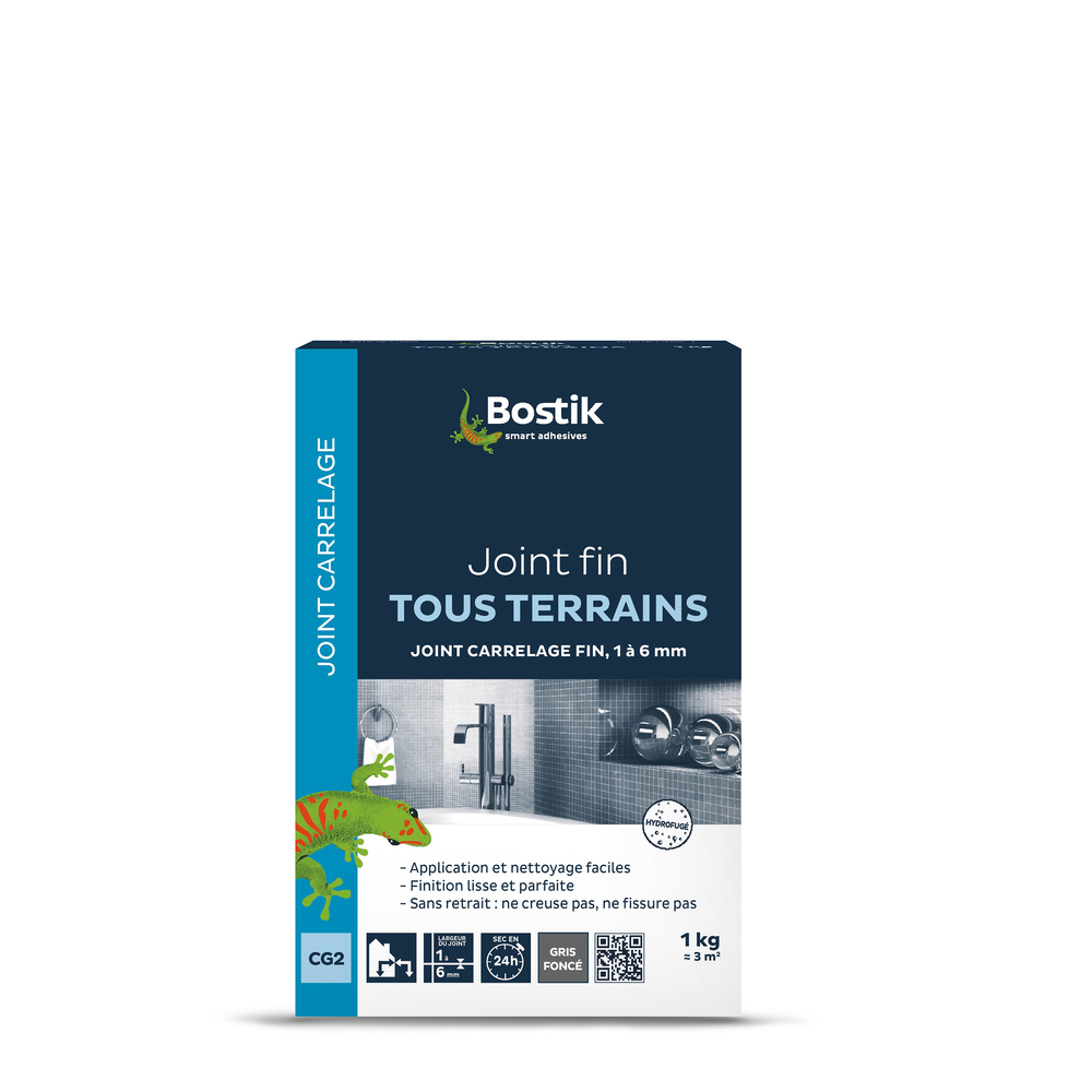 Joint Fin Tous terrains Joint carrelage - Gris foncé 1kg - Lot de 6 - BOSTIK - 30121990