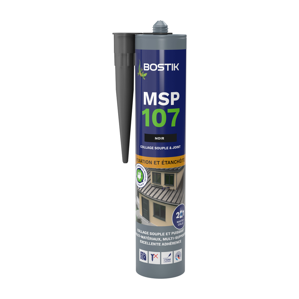 Mastic d'étanchéité et fixation MSP 107 Noir 290 ml - Lot de 12 - BOSTIK - 30139561