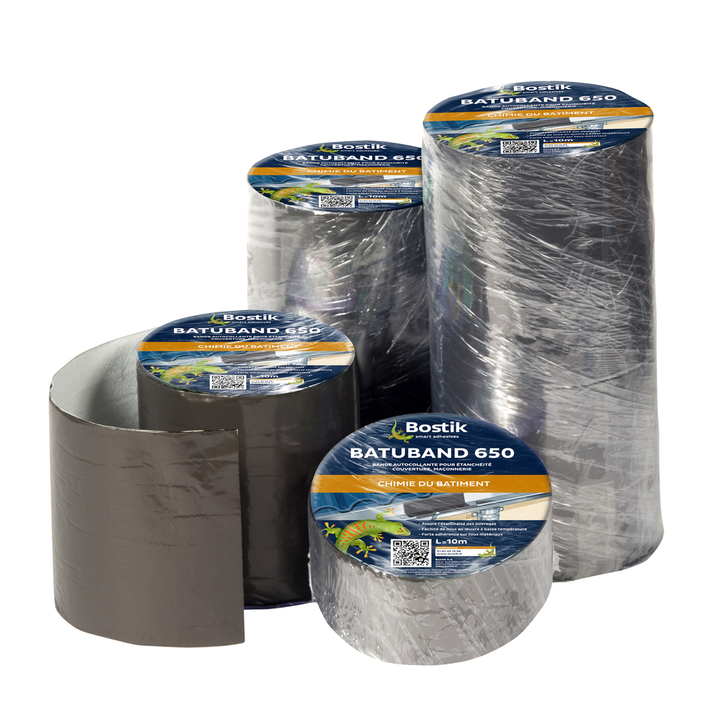 Bandes d'étanchéité autocollantes Batuband 650 Gris - 30cm R10M - Lot de 2 - BOSTIK - 30140110