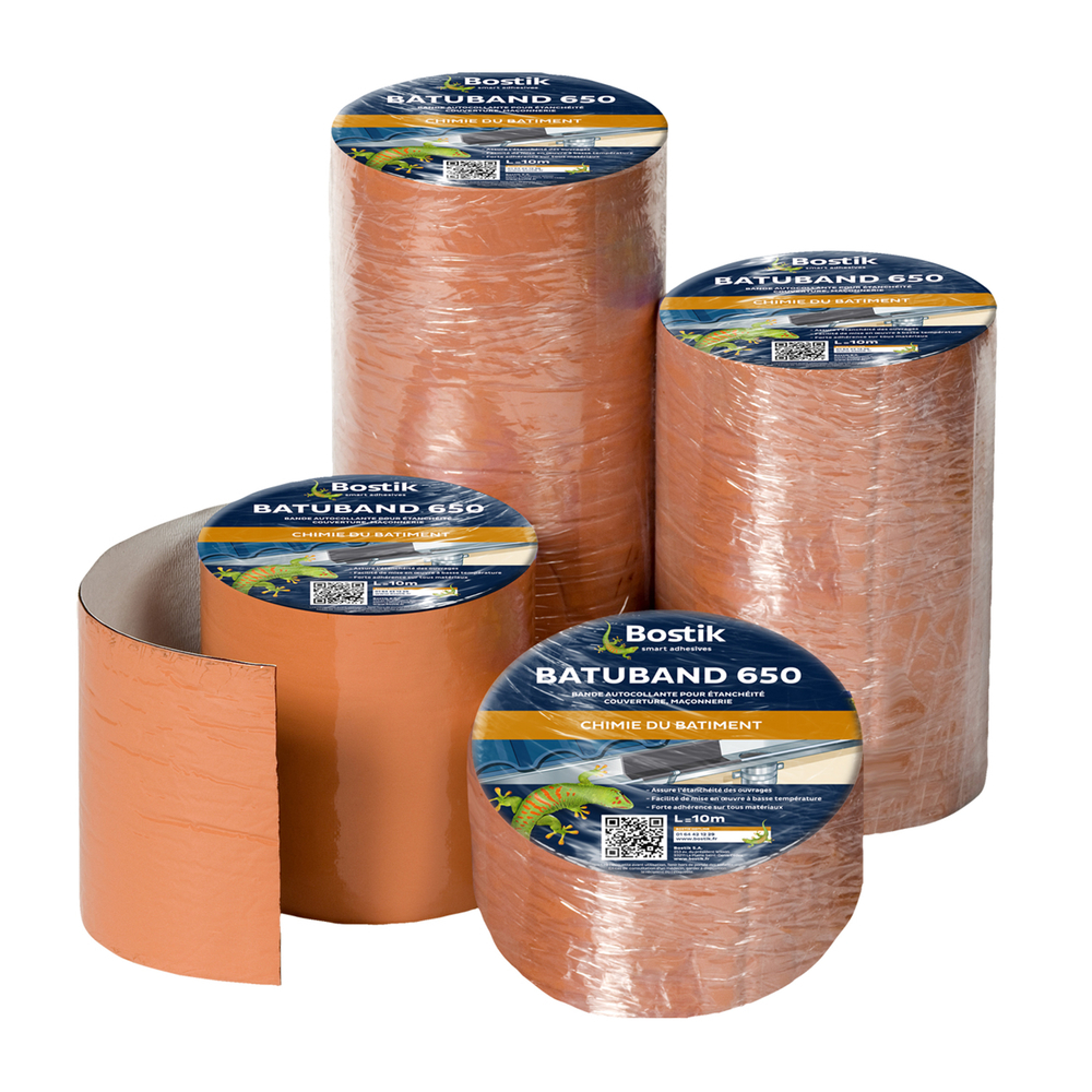 Bandes d'étanchéité autocollantes - Batuband 650 Orange - 30cm R10M - Lot de 2 - BOSTIK - 30140124