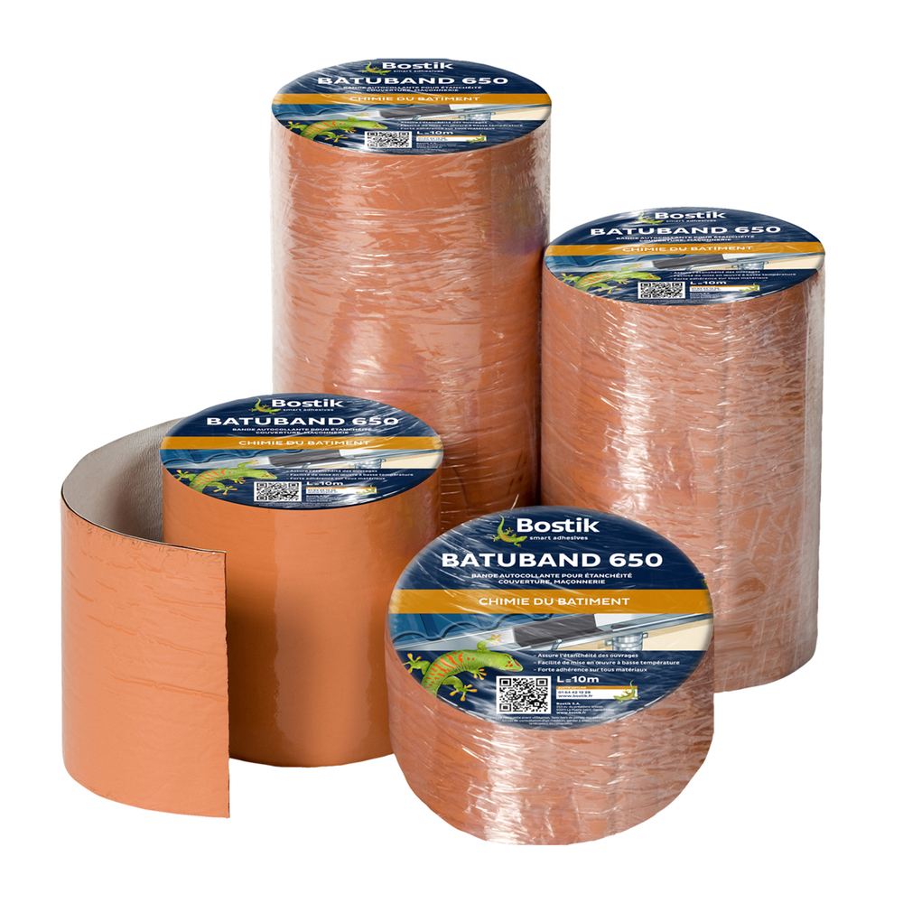 Bandes d'étanchéité autocollantes Batuband 650 Orange - 15cm R10M - Lot de 4 - BOSTIK - 30140126