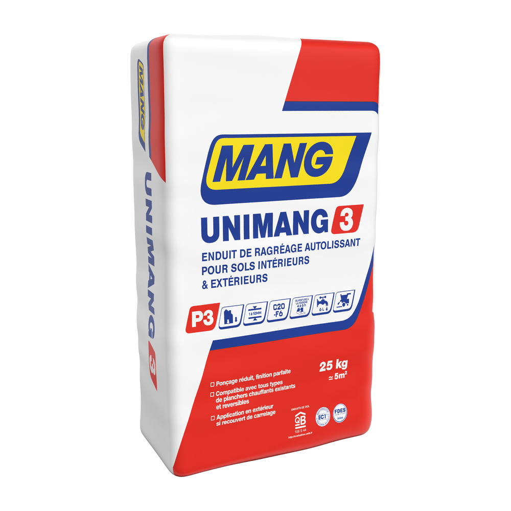 Enduit de ragréages UNIMANG3 - 25KG - MANG - 30503180