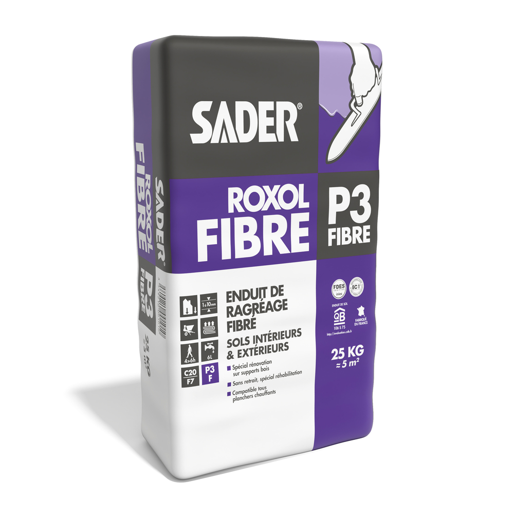 Sader ROXOL FIBRE - Ragréages - Gris - 25kg - BOSTIK - 30503202