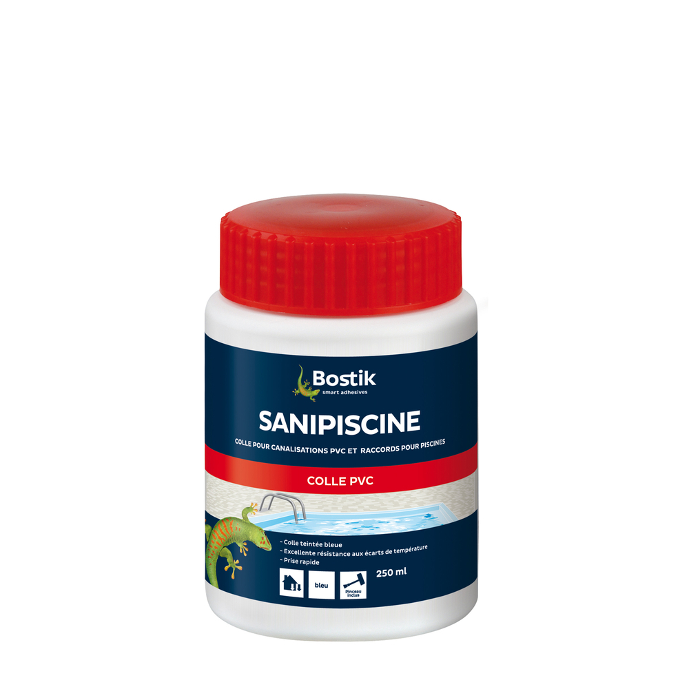 Colle tuyaux PVC SANIPISCINE - Bleu 250ml - Lot de 12 - BOSTIK - 30505928