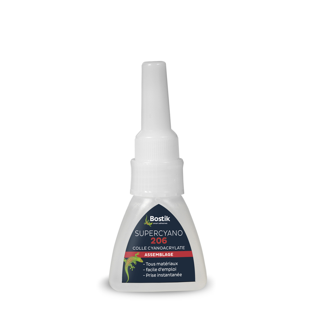 Colle polyvalente instantanée SUPERCYANO 206 Translucide - 20 gr - Lot de 24 - BOSTIK - 30508090