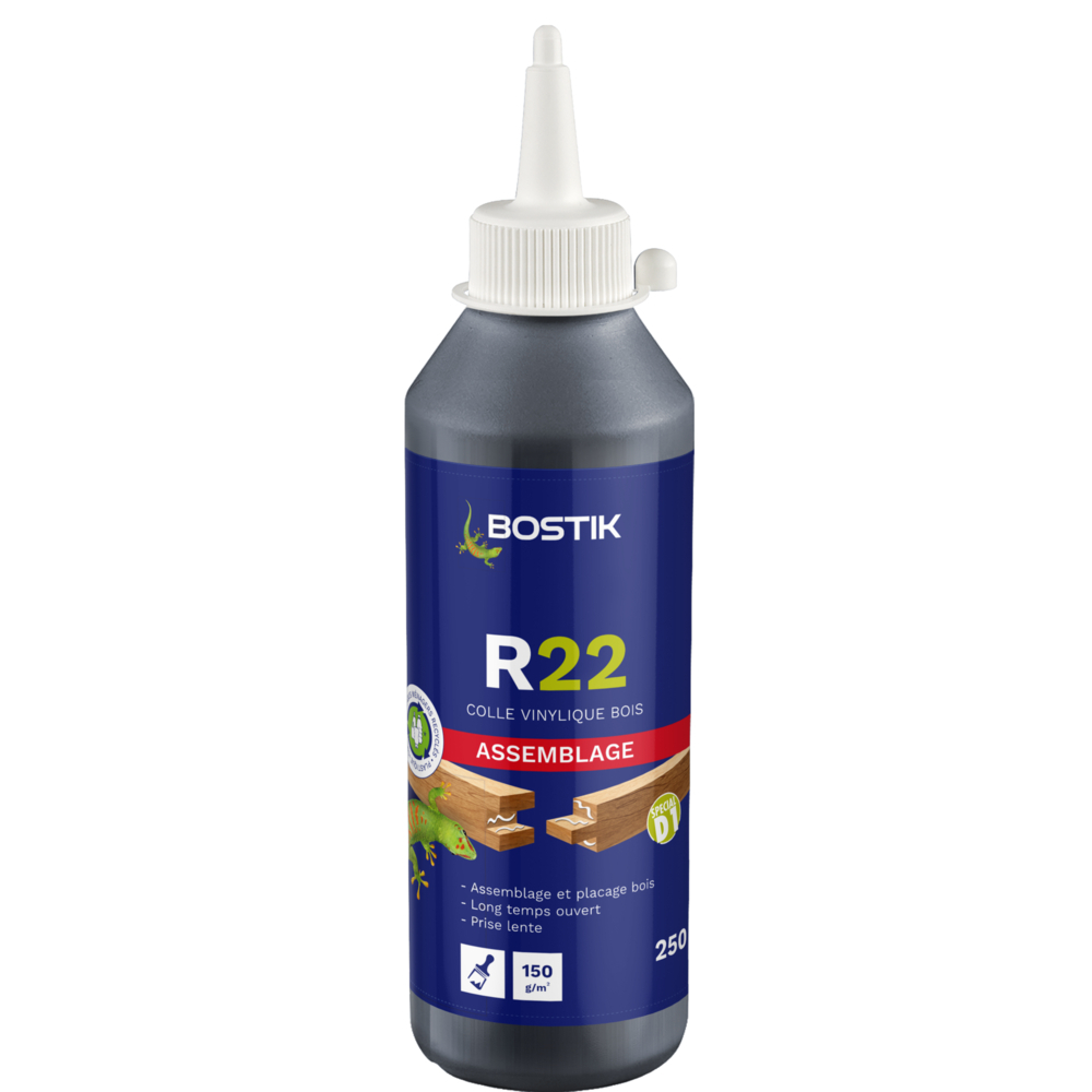 Colle vinylique bois R22 Blanc - 250G - Lot de 12 - BOSTIK - 30603740