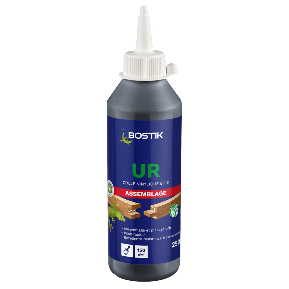 Colle vinylique Spécial D2 bois UR - Blanc - 250G - Lot de 12 - BOSTIK - 30603742