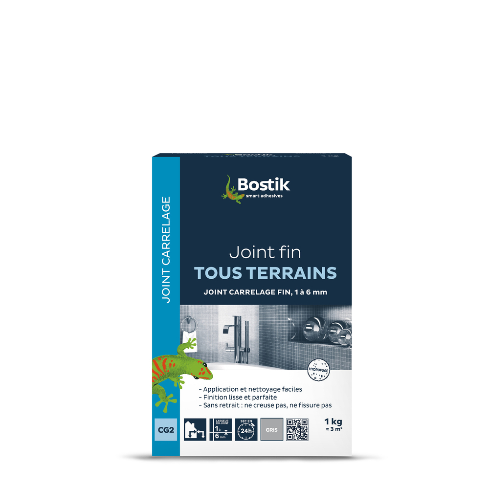 Joint Fin Tous terrains Joint carrelage - Gris 1kg - Lot de 6 - BOSTIK - 30604102