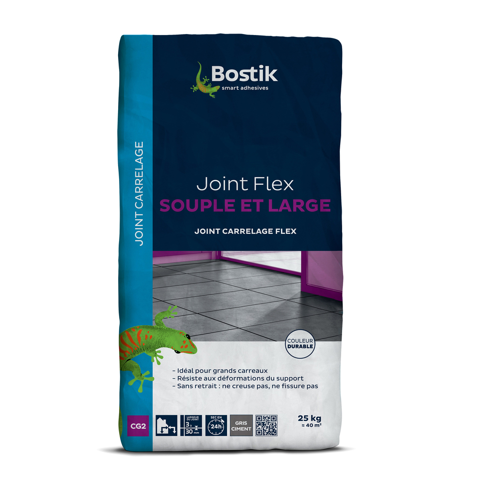 Joint Flex Souple et large - Gris ciment 25kg - BOSTIK - 30604169